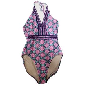 Cabana Life Pink Blue One Piece Bathing Suit M